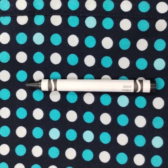 Van Heusen dark navy turquoise polka dot capped sleeve size large blouse - Picture 13 of 13